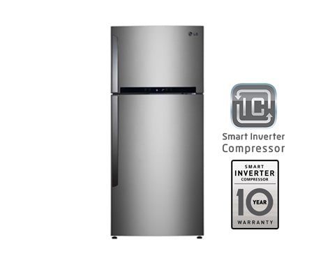 LG Двухкамерный холодильник LG с технологией «Total No Frost» и верхней морозильной камерой. Высота 178 см. Цвет: серебристый., GN-M562GLHW